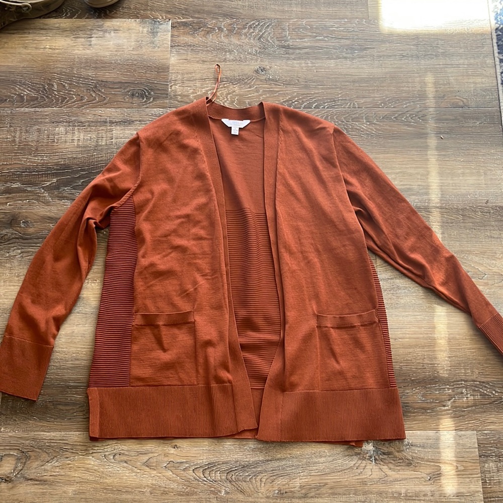 Time and Tru Cardigan Ribbed Sweater (Rust colored)- Size Large